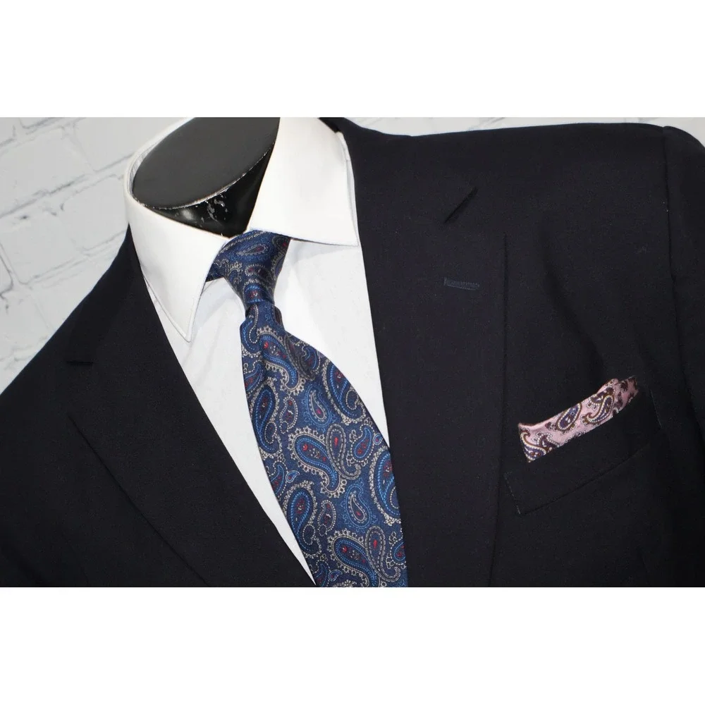 Jos. A. Bank Blazer Jacket Mens 44R Navy Blue 2-Button Gold Crest Buttons Wool
